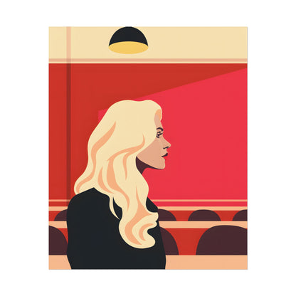 Minimalist Blonde Woman in Black Dress: Modern Art Poster - Poster