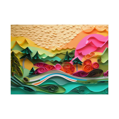 Magical Beach Landscape: Paper Quilling Art Piece - Poster