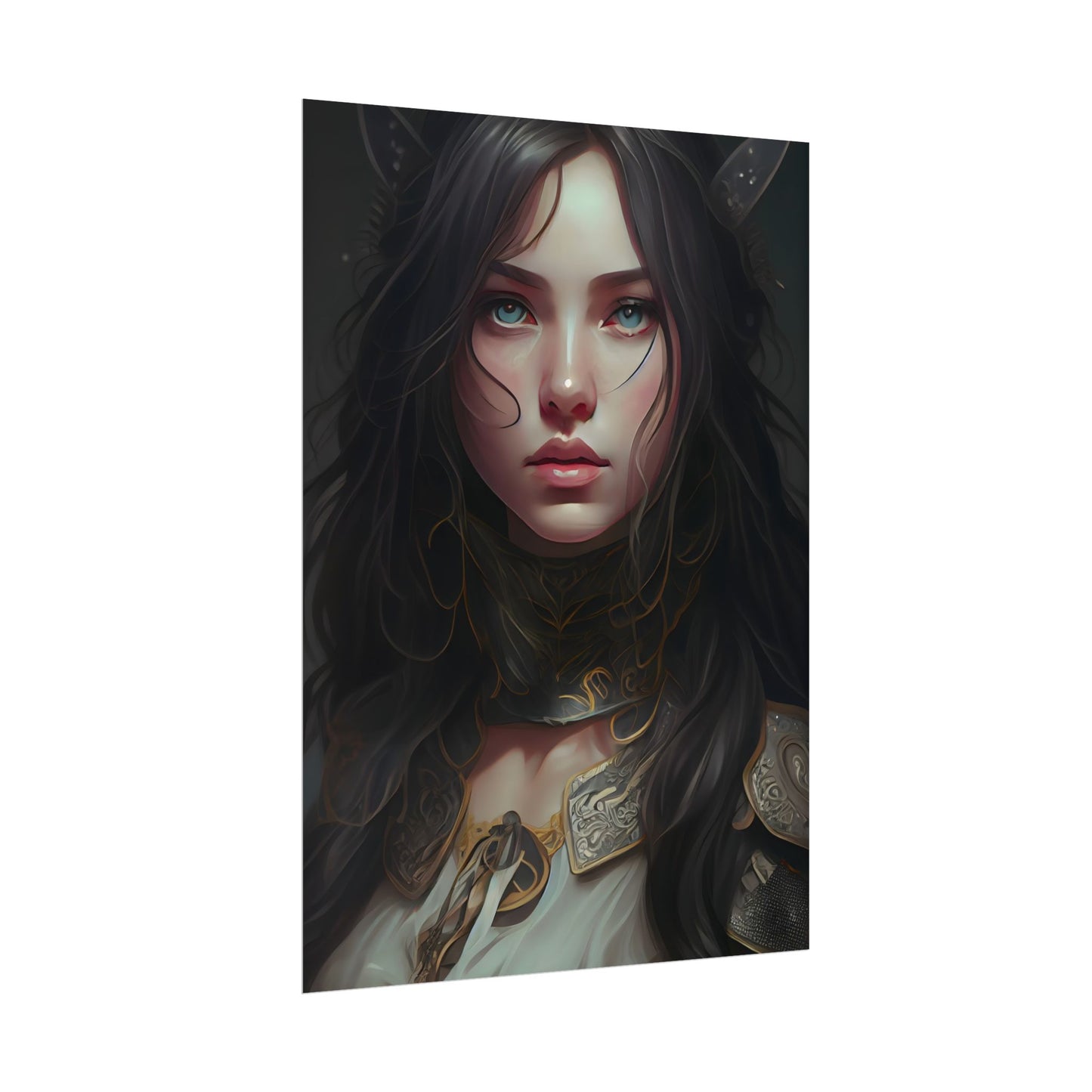 Vibrant Red Portrait: Dynamic Female Artwork - Poster