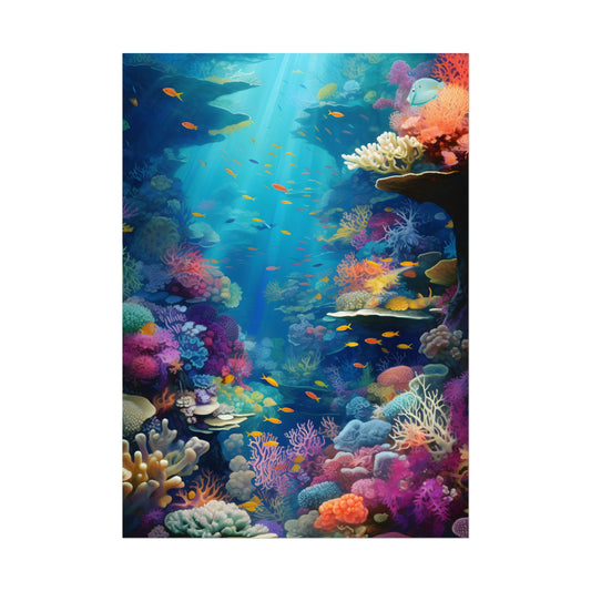 Vibrant Coral Reef Sanctuary: A Digital Artwork Celebrating Marine Life - Poster