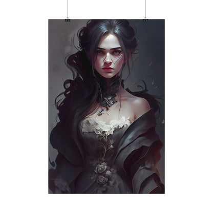 Black Haired Female Portrait: Elegant Outdoor Beauty - Poster