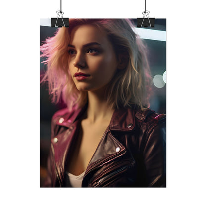 Cyberpunk Teen Close-Up: Digital Artwork - Poster