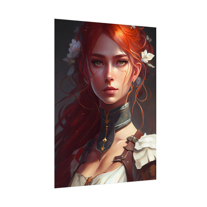Redheaded Beauty: Formal Portrait in Dark Dress - Poster