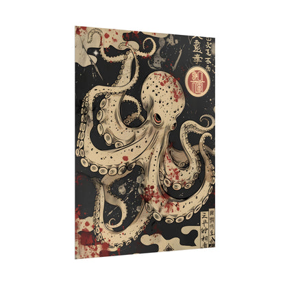 Stylized Japanese Octopus: Minimal Artwork - Poster