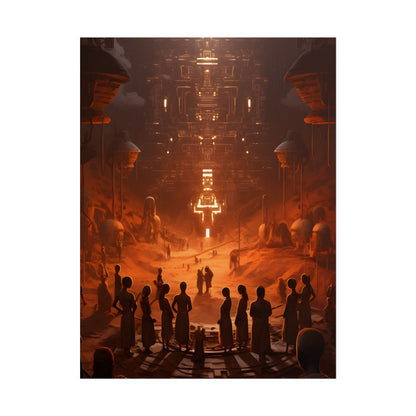 Vibrant Futuristic Tribal Gathering: Digital Art - Poster