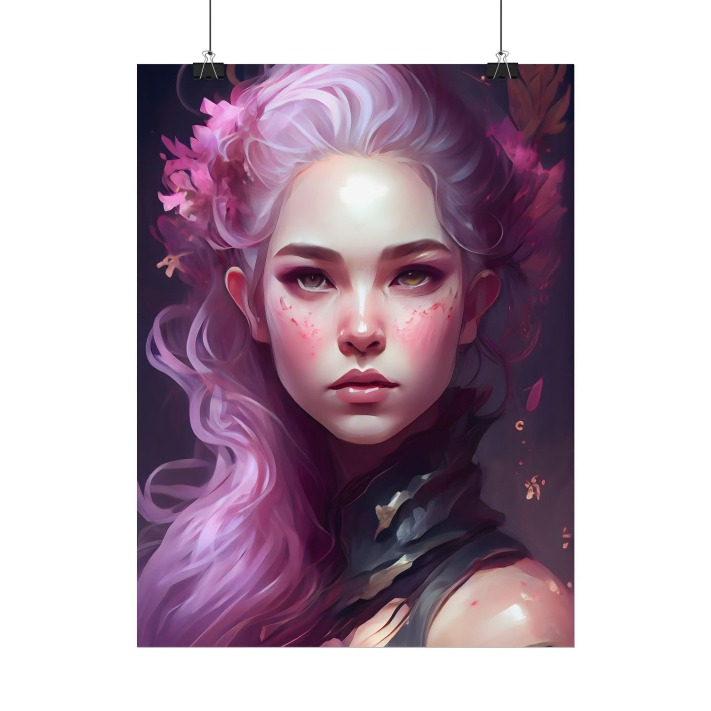 Astonishing Female Portrait with Pink Hair: Dre Artwork - Poster