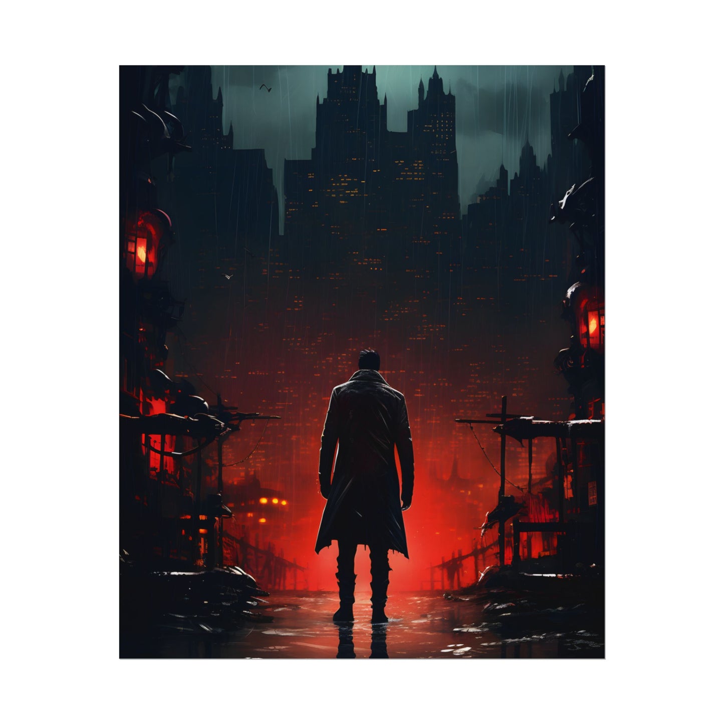 Urban Fantasy Detective: Cityscape at Dusk - Noir Artwork - Poster