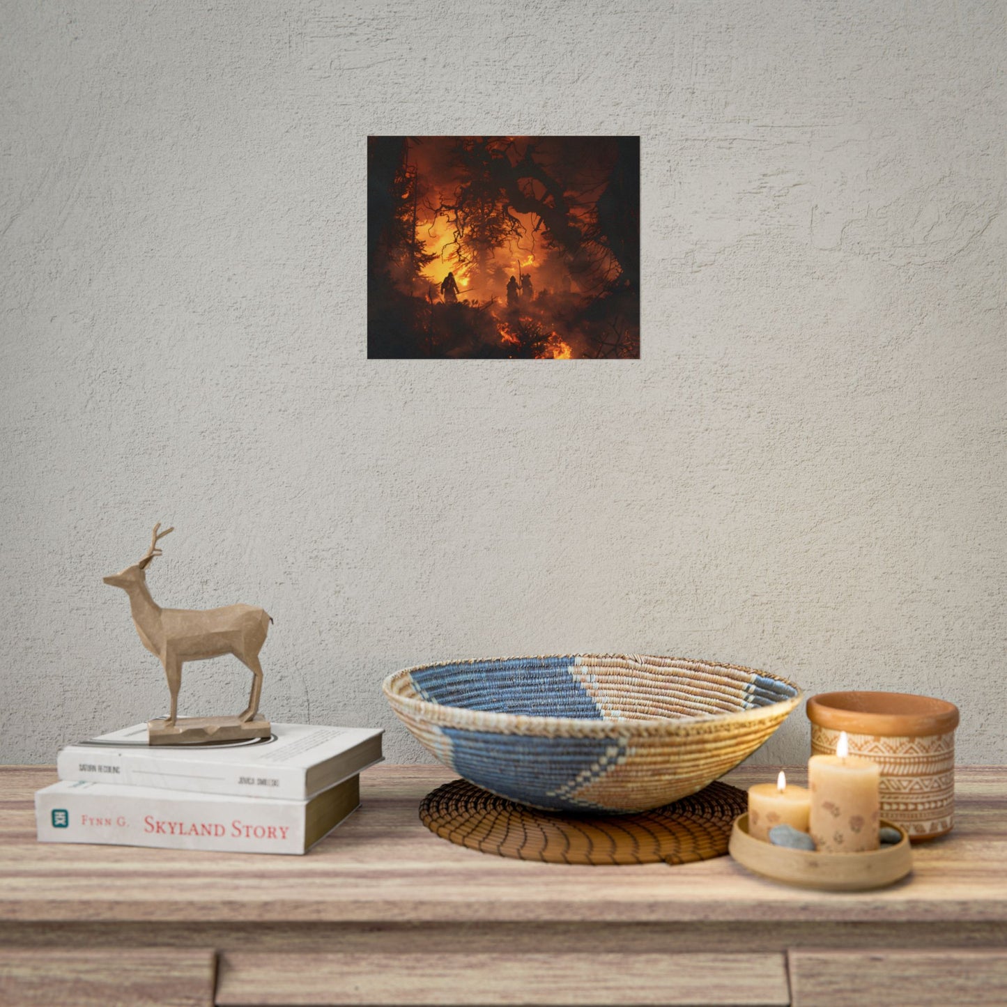 Misty Sunset Forest: Group Gathering - Poster