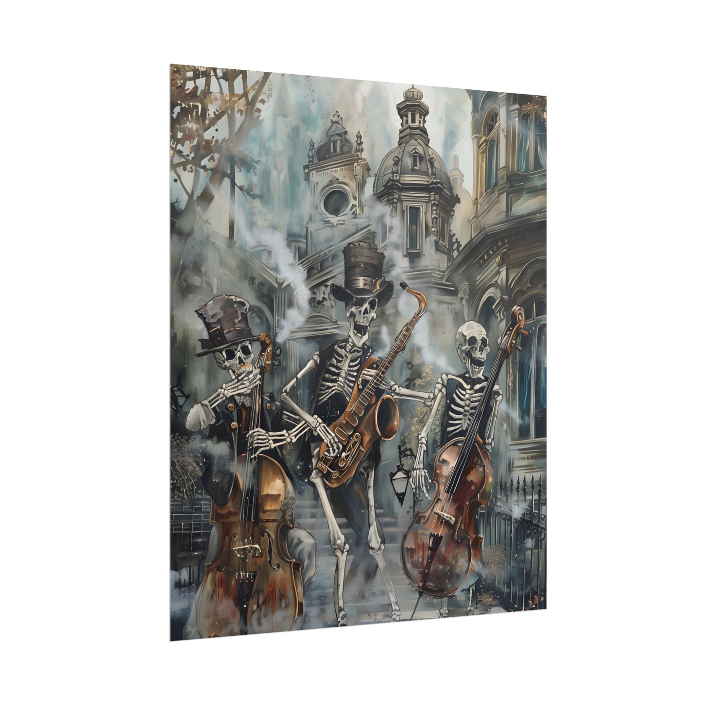 Victorian Lowbrow Jazz: Skeleton Band in Artistic Swing - Poster