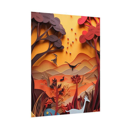 Vibrant African Quilled Landscape: Colorful Paper Artwork - Poster