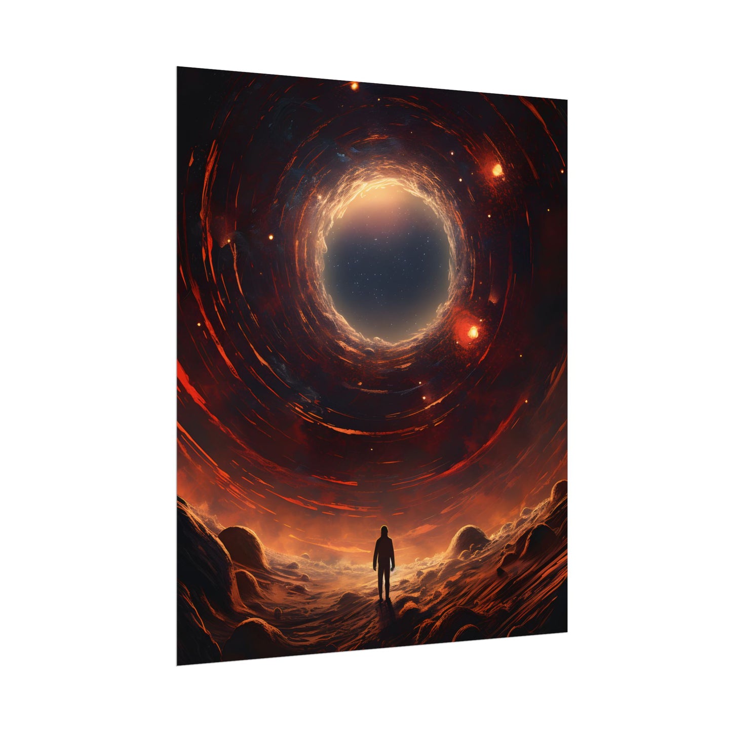 Black Hole Cosmic: A Realistic Digital Artwork of a Planet in Orbit - Poster