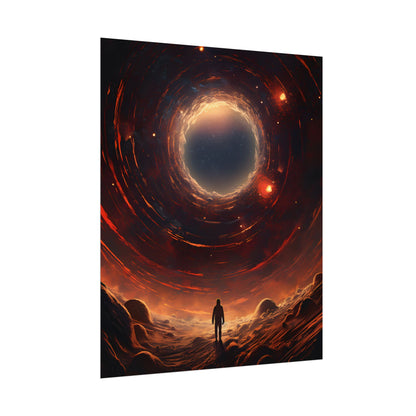Black Hole Cosmic: A Realistic Digital Artwork of a Planet in Orbit - Poster