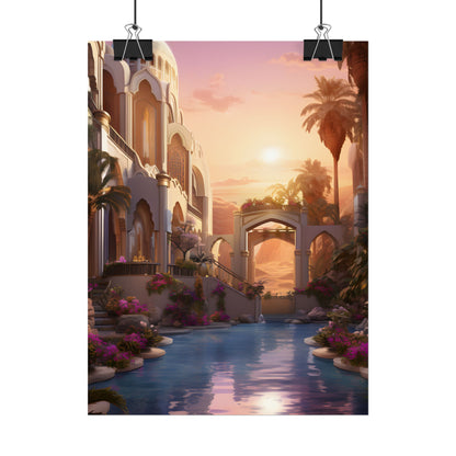 Desert Oasis Serenity: Arabian Nights-Inspired Artwork - Poster