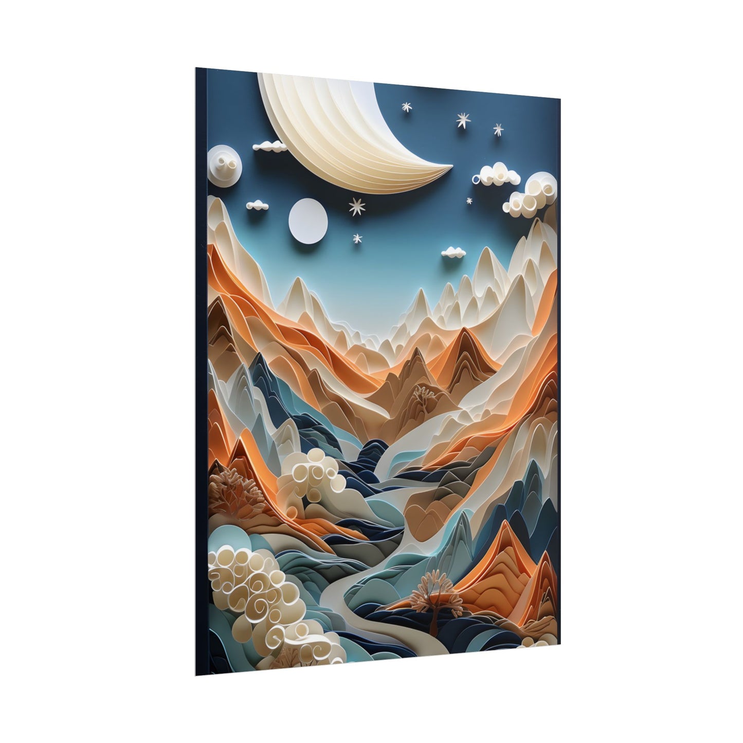 Vibrant European Quilled Landscape: Intricate Paper Art - Poster