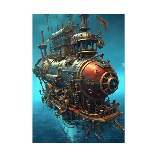Steampunk Oceanic Adventure: Crew Ready for Journey - Poster