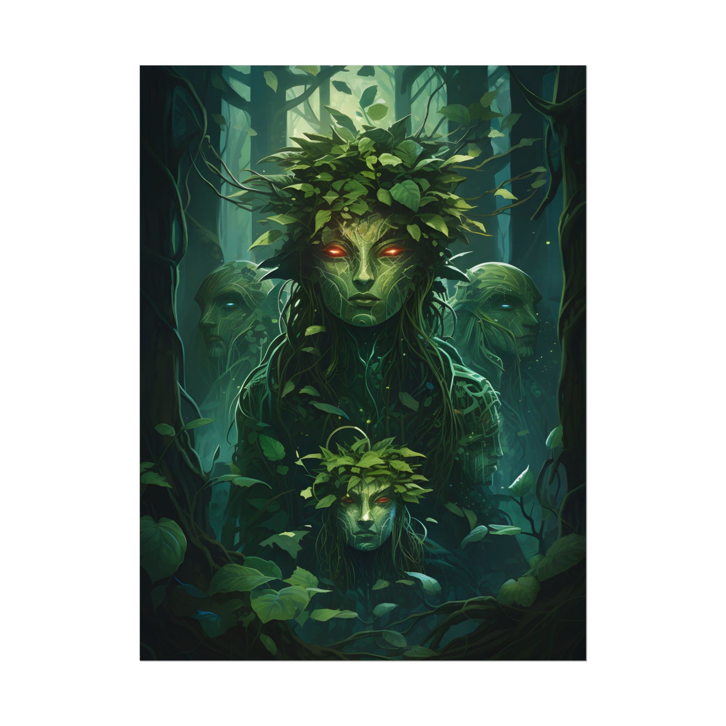Mystical Forest Guardians: Serene Ancient Tree Spirits - Poster