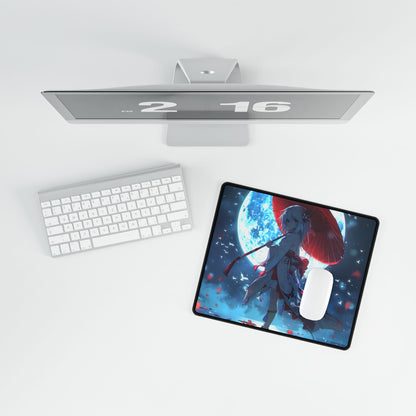 Cute Anime Girl with Umbrella: Rainy Day Art - Desk Mat