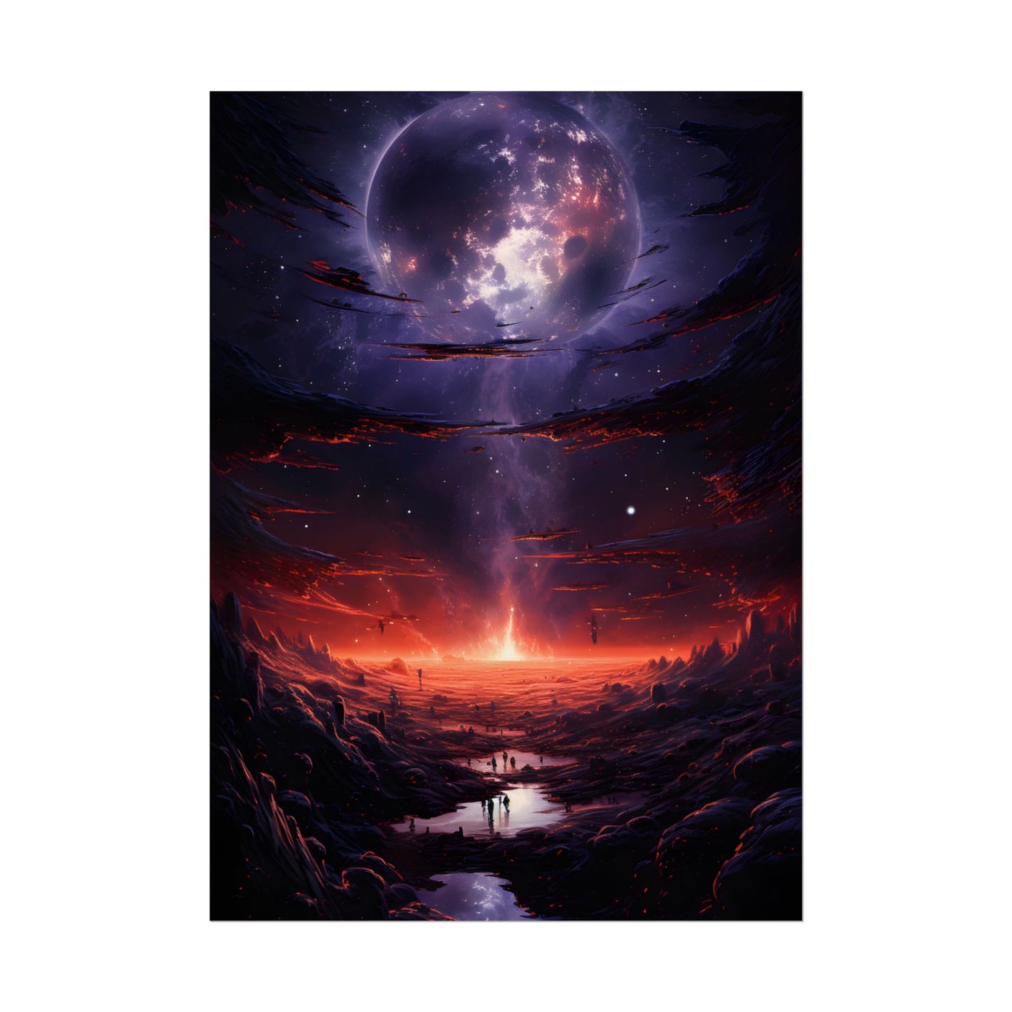 Vivid Black Hole Planet: A Detailed Cosmic Artwork - Poster