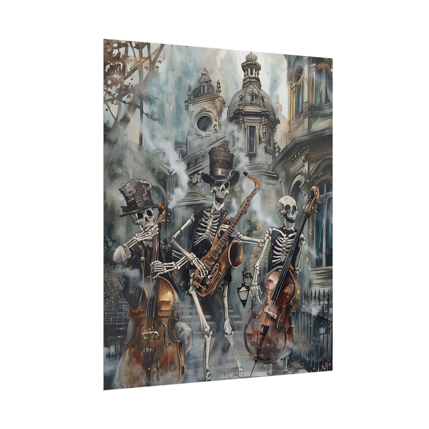 Victorian Lowbrow Jazz: Skeleton Band in Artistic Swing - Poster