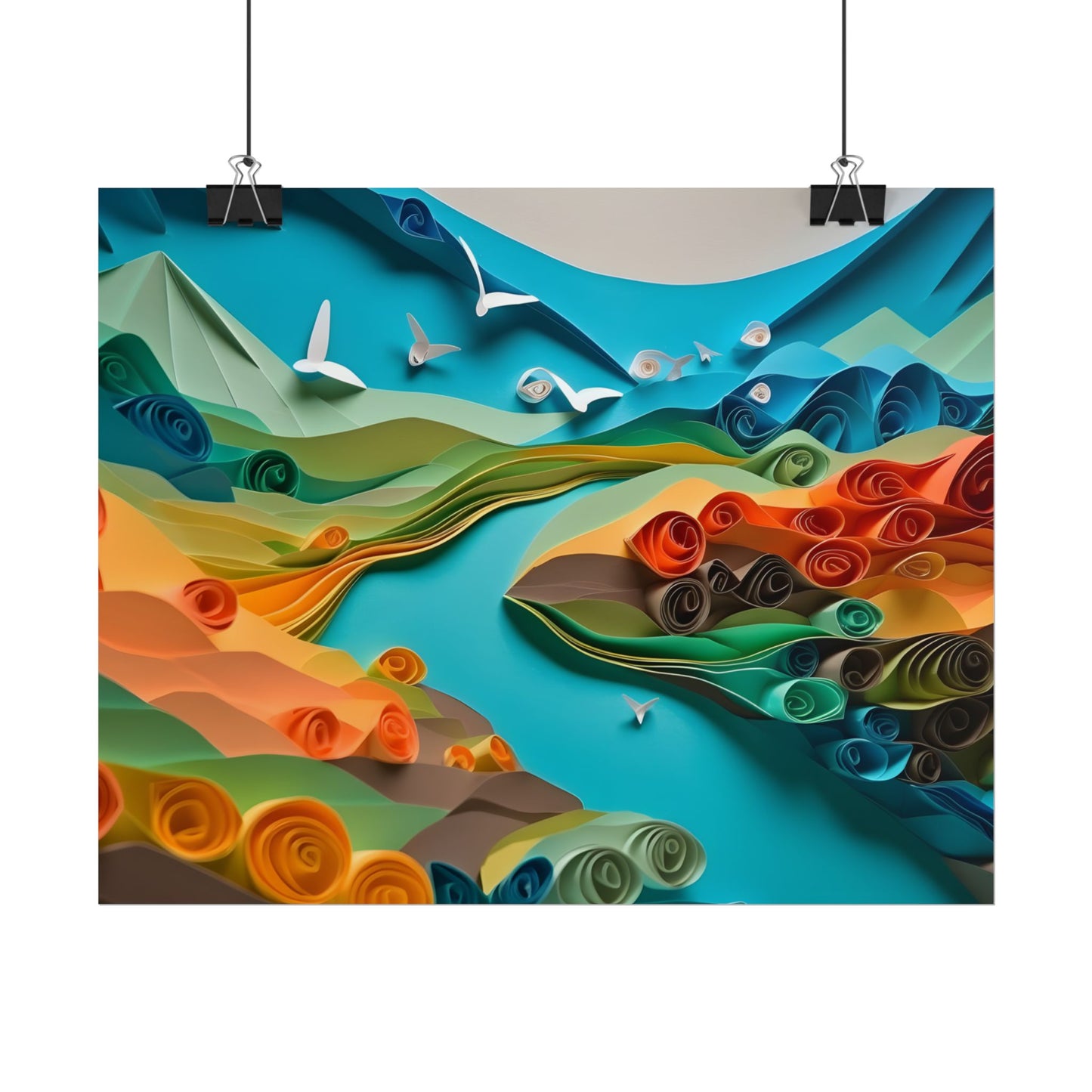 Magical Beach Paradise: Peaceful Paper Quilling Art - Poster