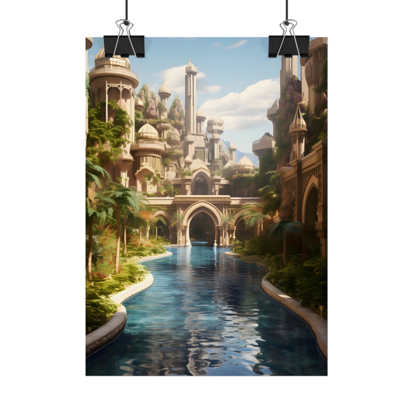 Mythical Oasis: Tranquil Desert Landscape - Poster