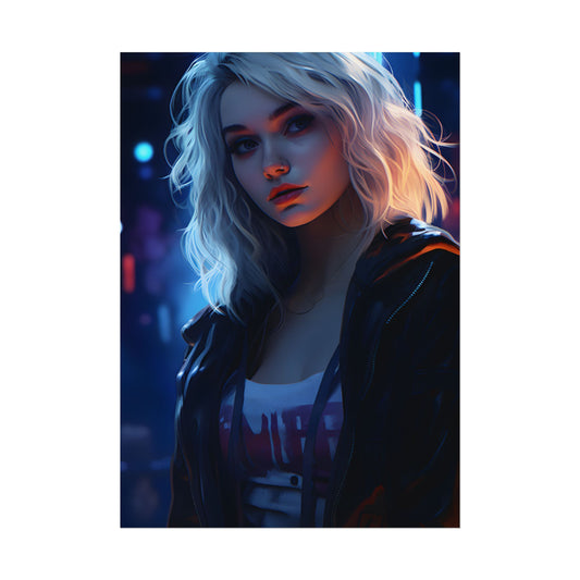 Blonde Portrait: A Teen's Cyberpunk Moment - Poster