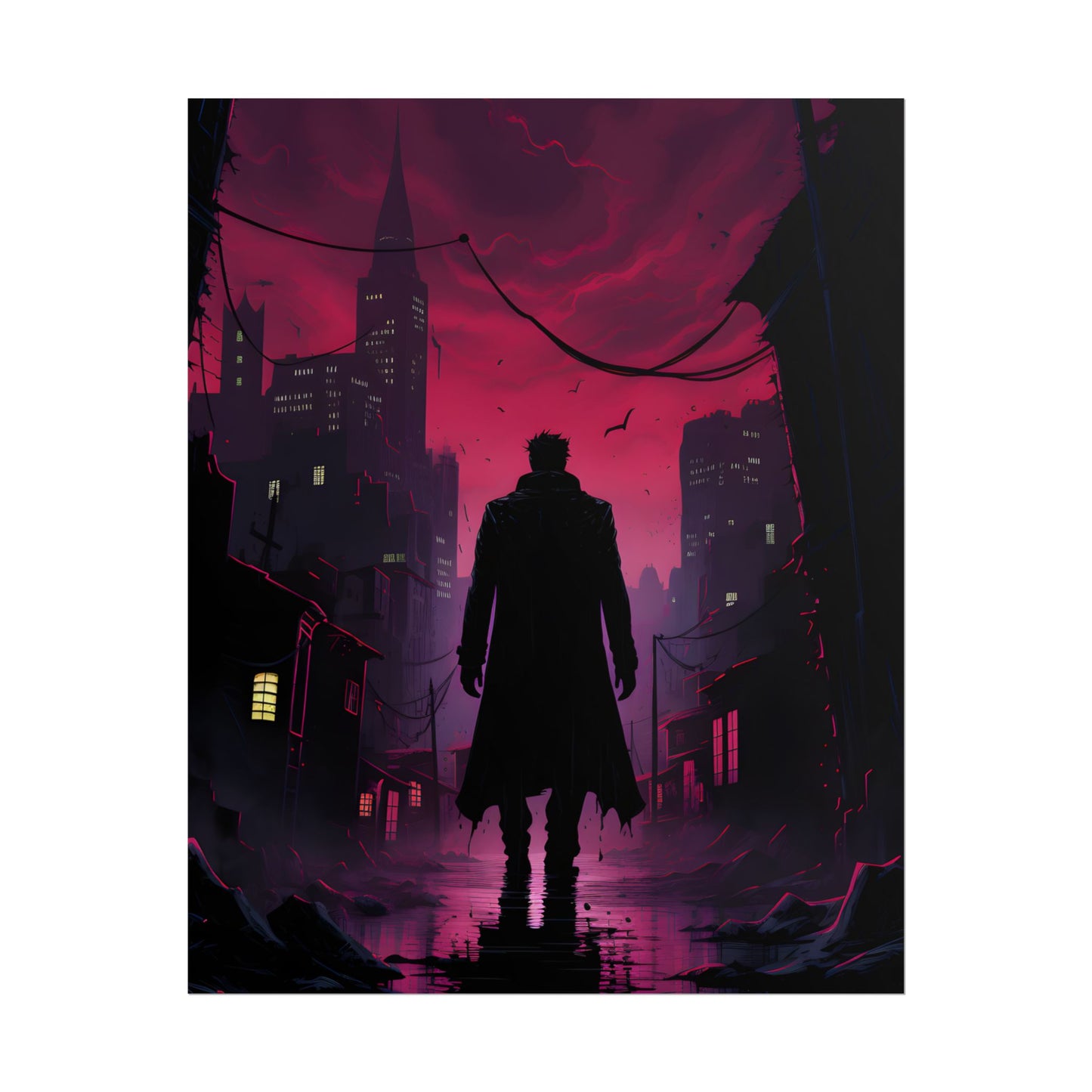 Gritty Urban Scene: Detective in Thought - Poster