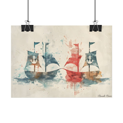 Vintage Nautical Flags: Antique Maritime Heraldry Illustration - Poster