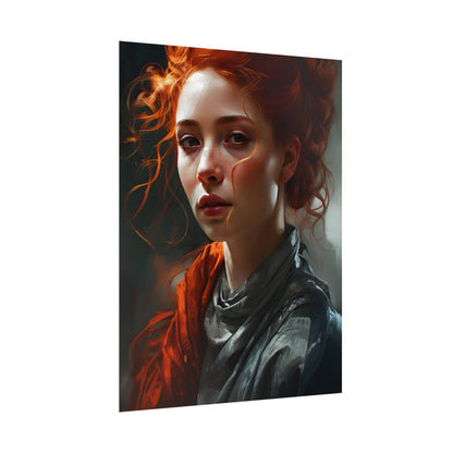 Astonishing Redhead Portrait: Neutral Expression Art - Poster