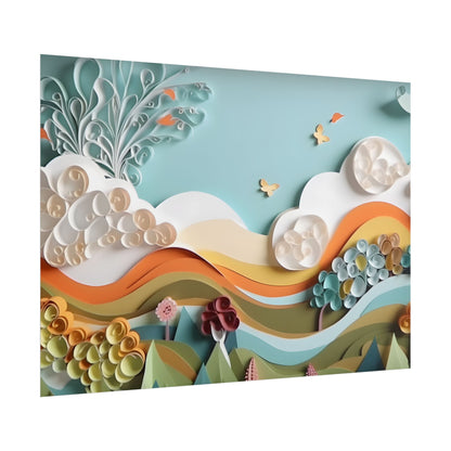Peaceful Beach Serenade: Paper Quilling Art - Poster