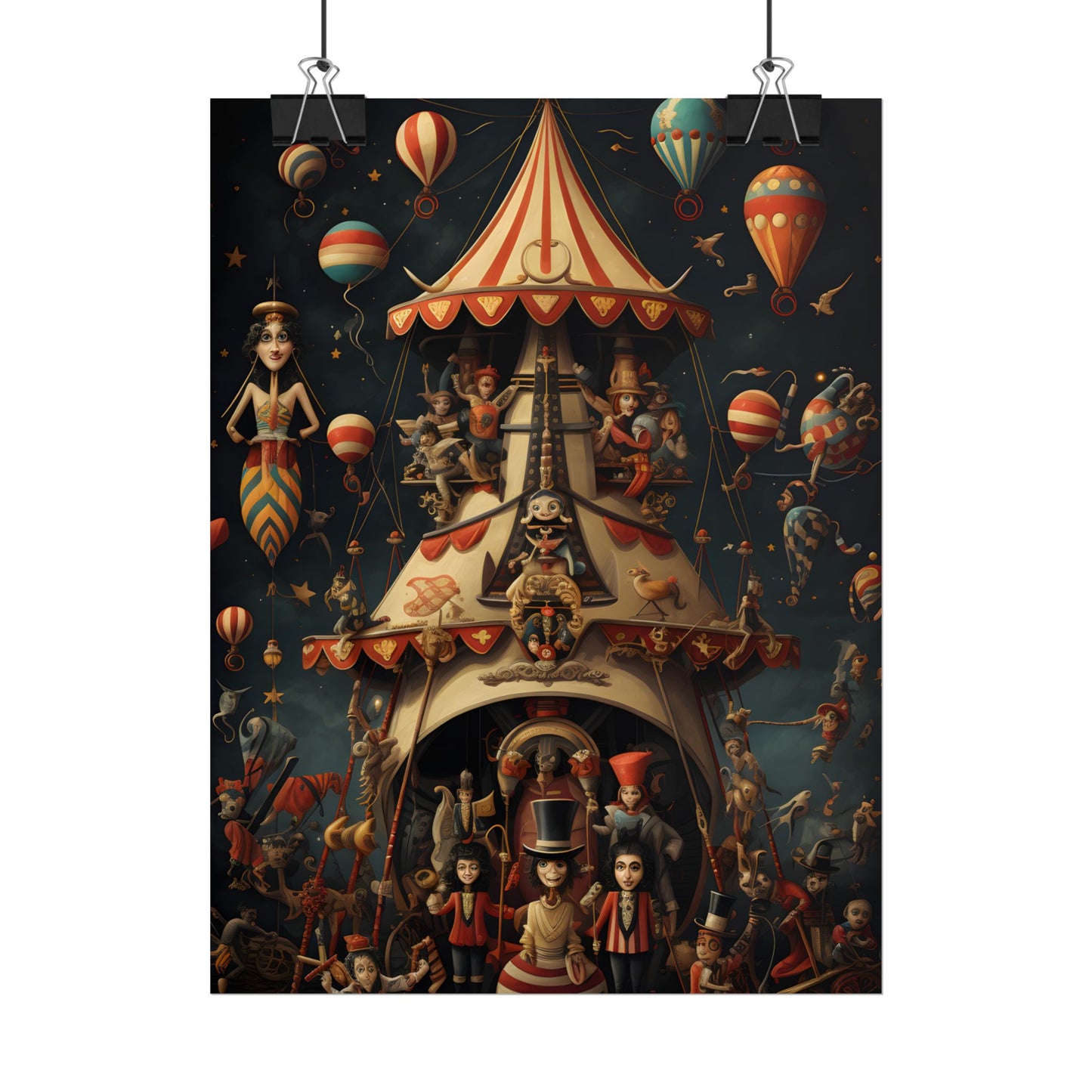 Whimsical Clockwork Circus: Fantastical Artwork in Vibrant Colors - Poster