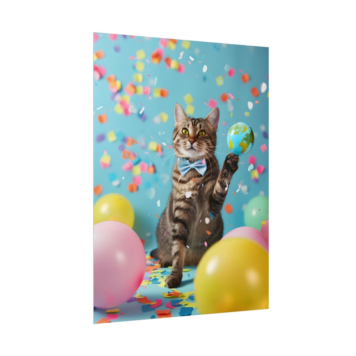 Whimsical Cat in Bow Tie: Close-Up Art Print - Poster