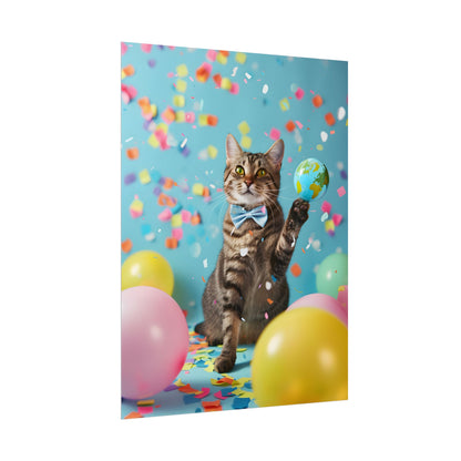 Whimsical Cat in Bow Tie: Close-Up Art Print - Poster