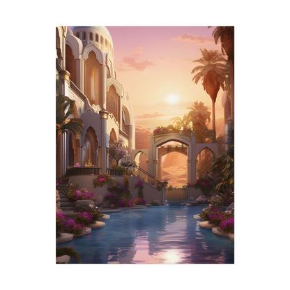 Desert Oasis Serenity: Arabian Nights-Inspired Artwork - Poster