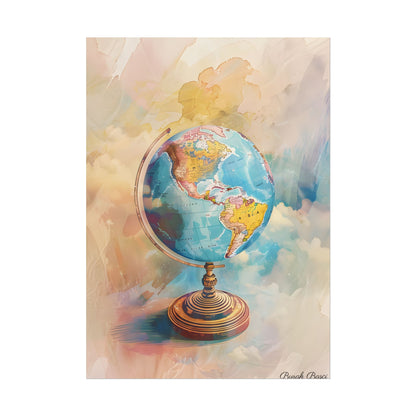 Vintage Globe Adventure: 80 Iconic Landmarks on a Classic Map - Poster