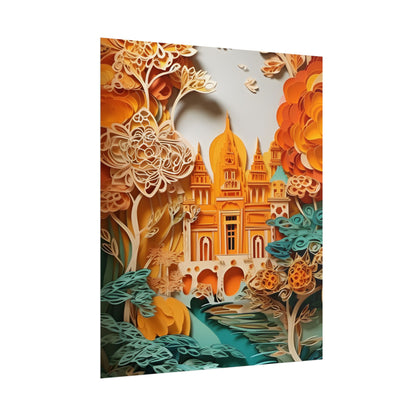 Colorful Indian Paper Quilling Art: Beautiful Landscape - Poster