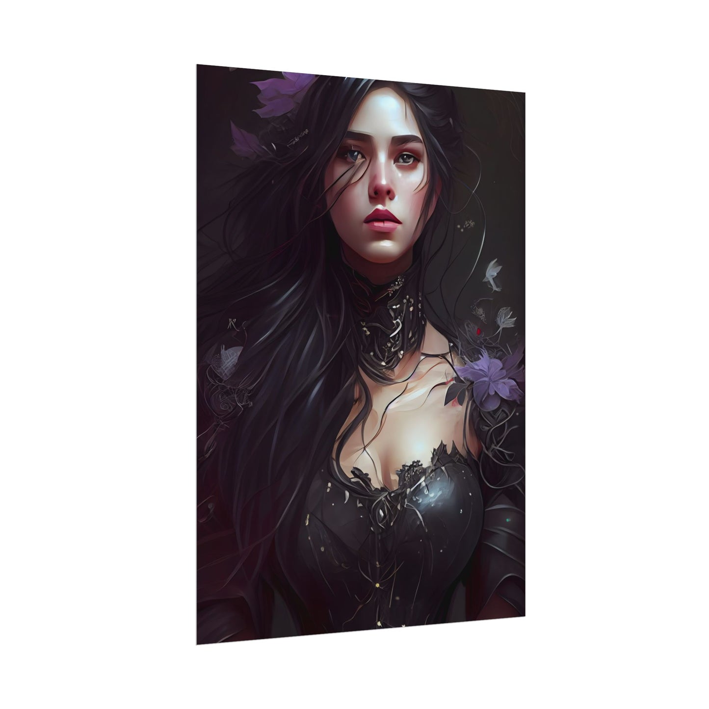 Striking Woman Portrait: Black Hair Artwork - Poster
