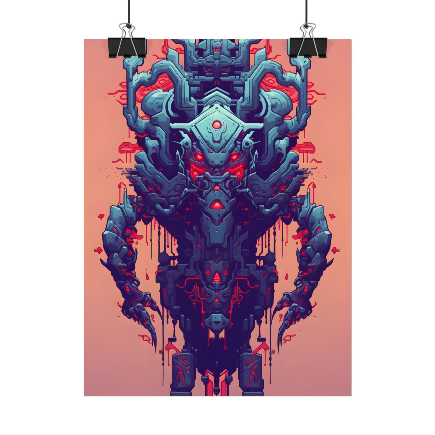 Neon Pixel Pets: Cyberpunk Synthwave Digital Art - Poster