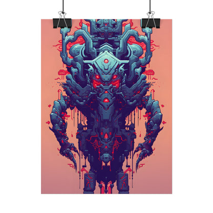 Neon Pixel Pets: Cyberpunk Synthwave Digital Art - Poster
