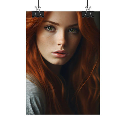 Redhead Woman in Nature: Candid Photo - Poster