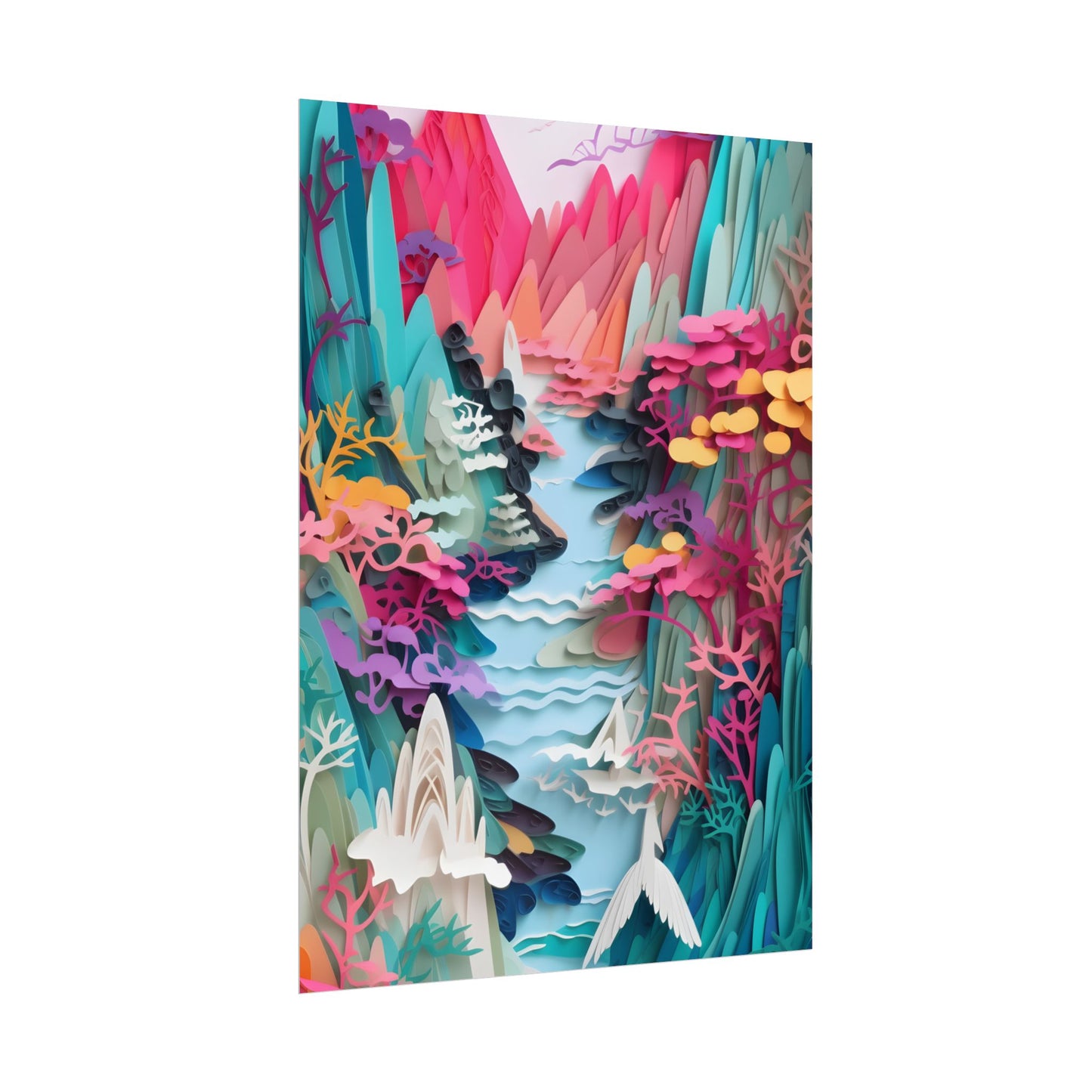 Japanese Paper Quilling Craft: Vibrant Landscape Art - Poster