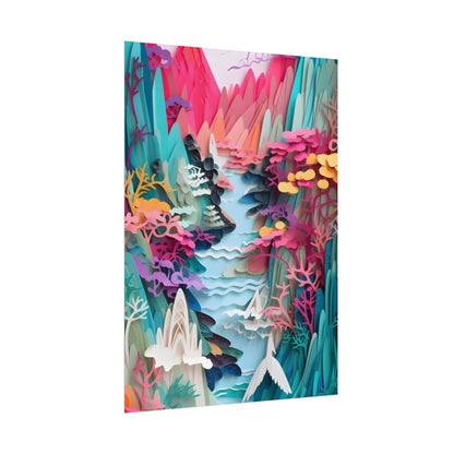 Japanese Paper Quilling Craft: Vibrant Landscape Art - Poster