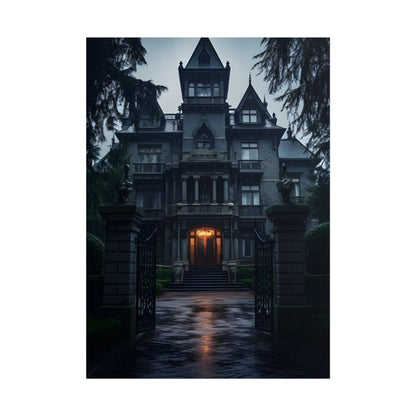 Haunted Victorian Mansion: Spooky Atmosphere Artwork - Poster