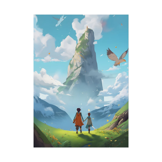 Peaceful Meadow Encounter: A Serene Moment with Two Friends - Poster