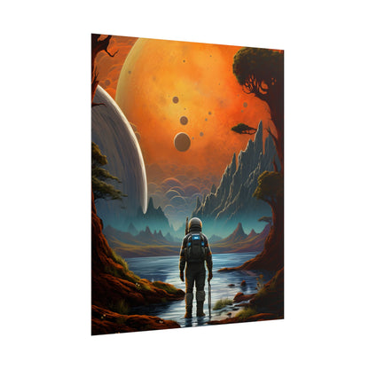 Futuristic Wilderness Explorer: Jetpack Adventure Art - Poster