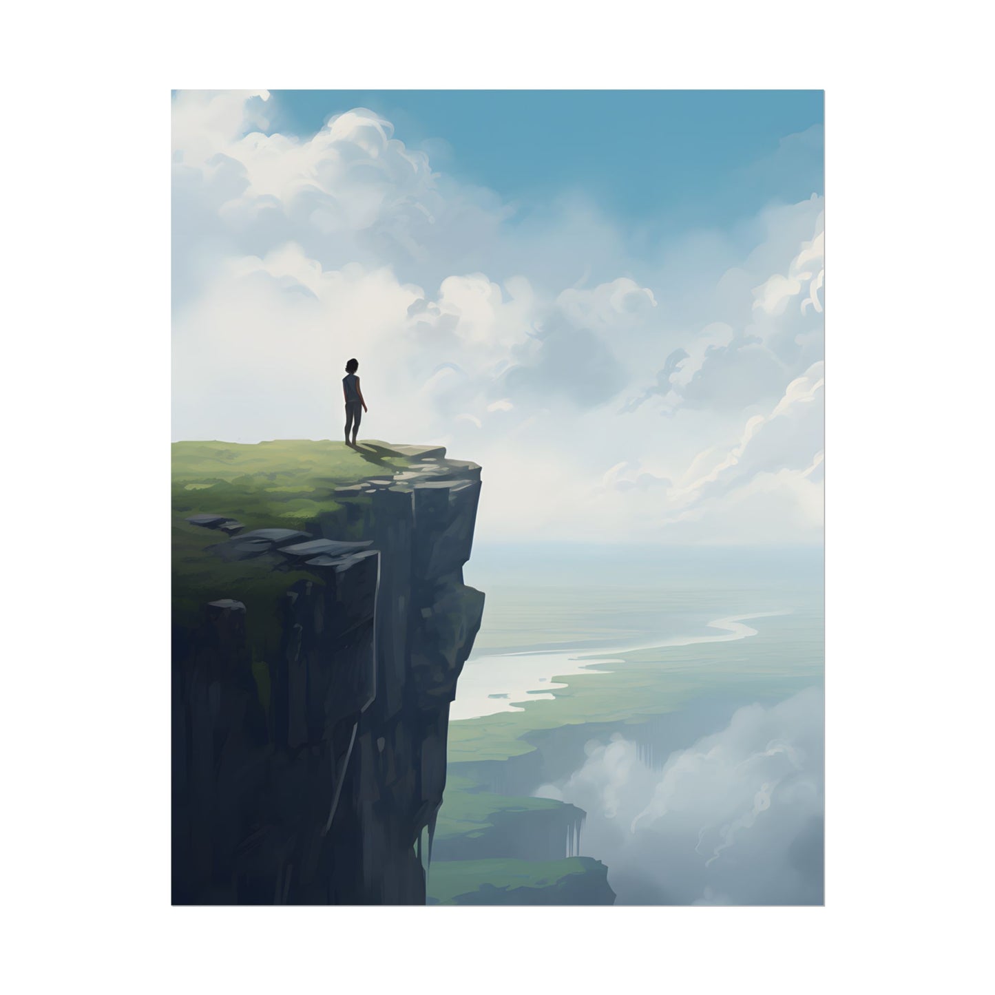 Spring Afternoon Outdoor Scene: Person Walking on Sidewalk - Poster