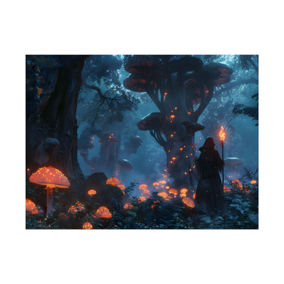 Mystical Forest Encounter: Vibrant Witch Artwork - Poster