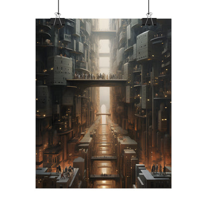 Futuristic City of Perfection: Modern Skyscrapers under Neon Lights - Poster
