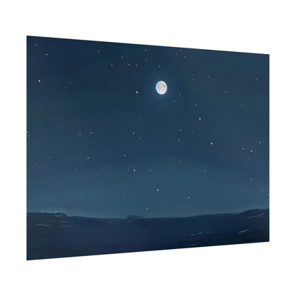 Starry Night Sky: Minimalist Beauty in Blue - Poster
