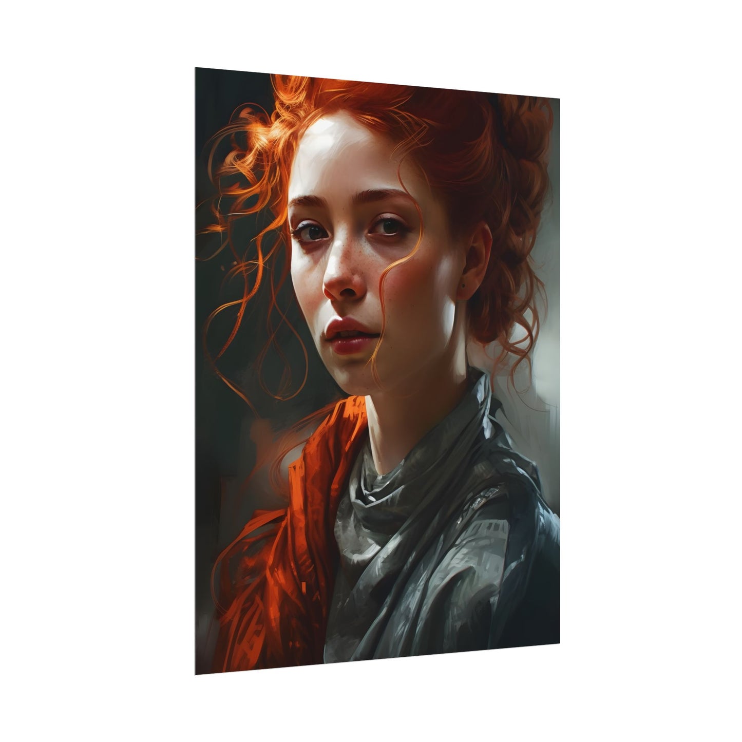 Astonishing Redhead Portrait: Neutral Expression Art - Poster